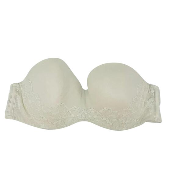 Victoria's Secret Body by White Strapless Bra Lace Accent 36D - Picture 1 of 9